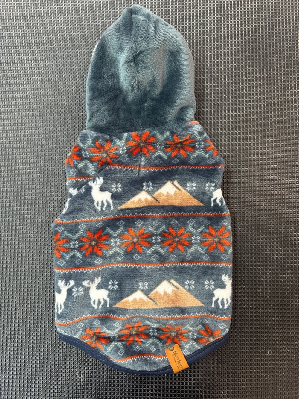 Cozy Blue Holiday Mountain & Moose Pet Hoodie